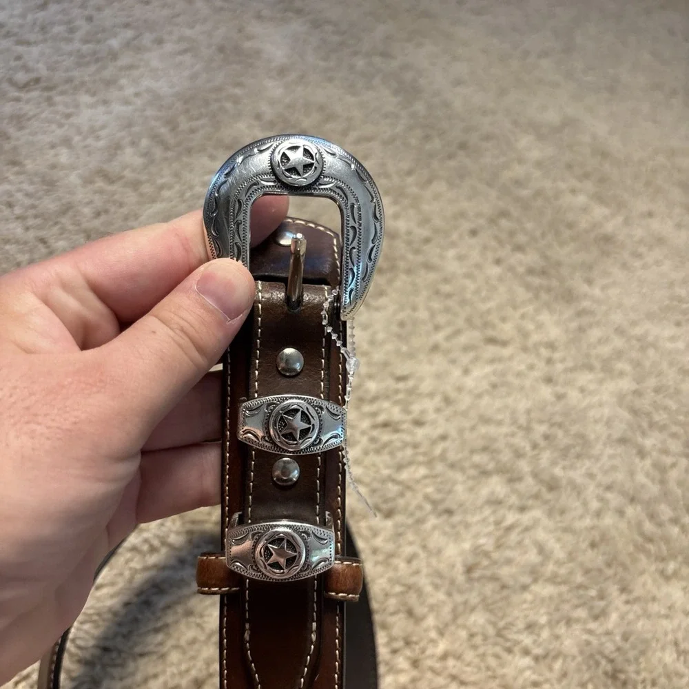 Men's NOCONA Western RANGER Cowboy LEATHER BELT w Stars 30